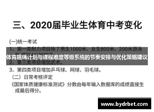体育跳绳计划与课程难度等级系统的节奏安排与优化策略建议